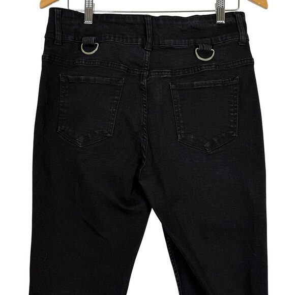 Hot Topic Black Skinny Jeans Sz 13 Zippers Patches Straps D-Rings Punk Emo Goth - Picture 7 of 10